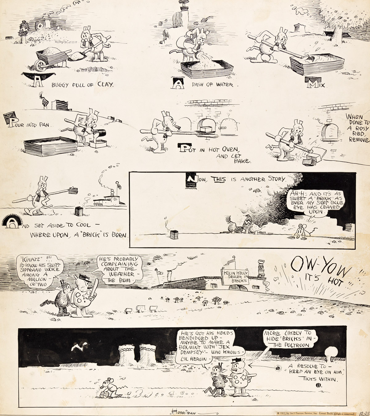 GEORGE HERRIMAN (1880-1944) A Buggy Full of Clay... Krazy Kat Sunday Comic Strip